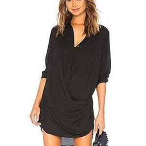 KRISA DRAPED BUTTON FRONT MINI DRESS - BLACK SIZE- Medium; Revolve